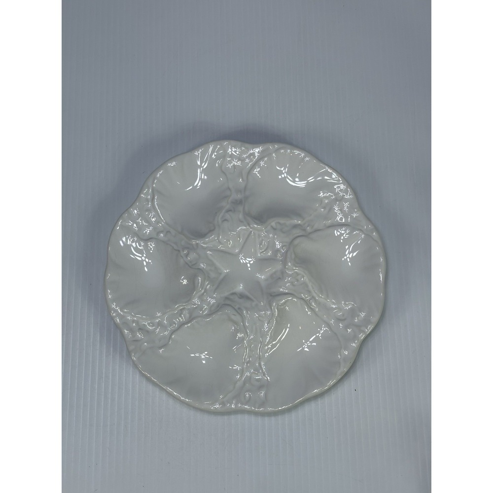 Vintage White Ceramic Oyster Plates Plate Starfish Made In Portugal Pottery